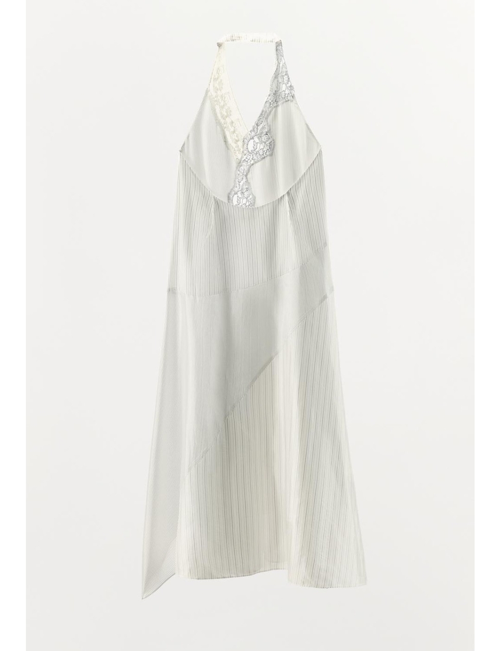 Zara White Halter Lace-Trim Maxi Dress - Picture 8 of 9